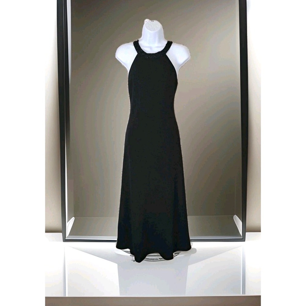 Jones New York Maxi Dress 6 Black Beaded Lined Special‎ Event Evening Formal